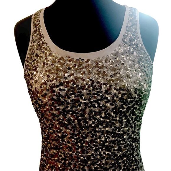 Express Tan Sequin Front Tank Top Size S - Picture 5 of 10